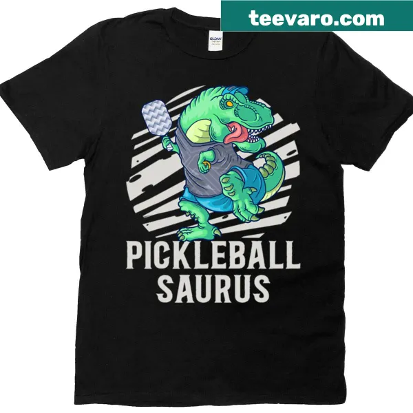 Fun shirt featuring a 'Pickleball Saurus' graphic, ideal for sports lovers