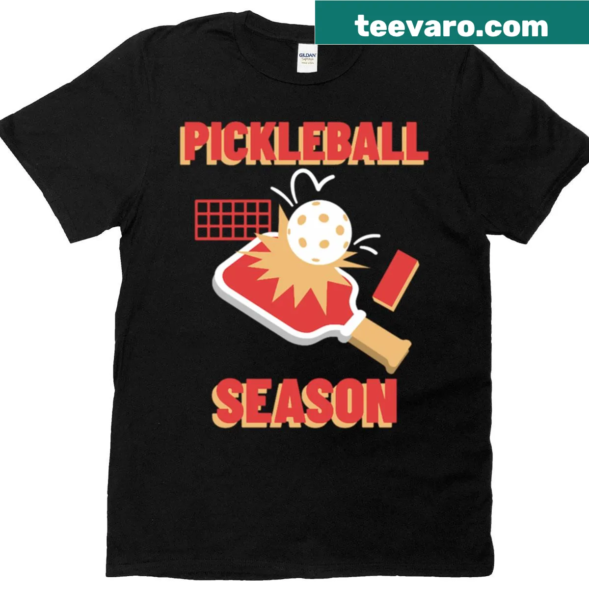 Pickleball Season T-shirt with playful typography design — on a men's t-shirt