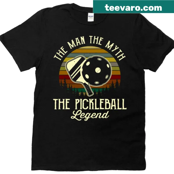Funny pickleball T-shirt with text 'The Man The Myth The Legend'