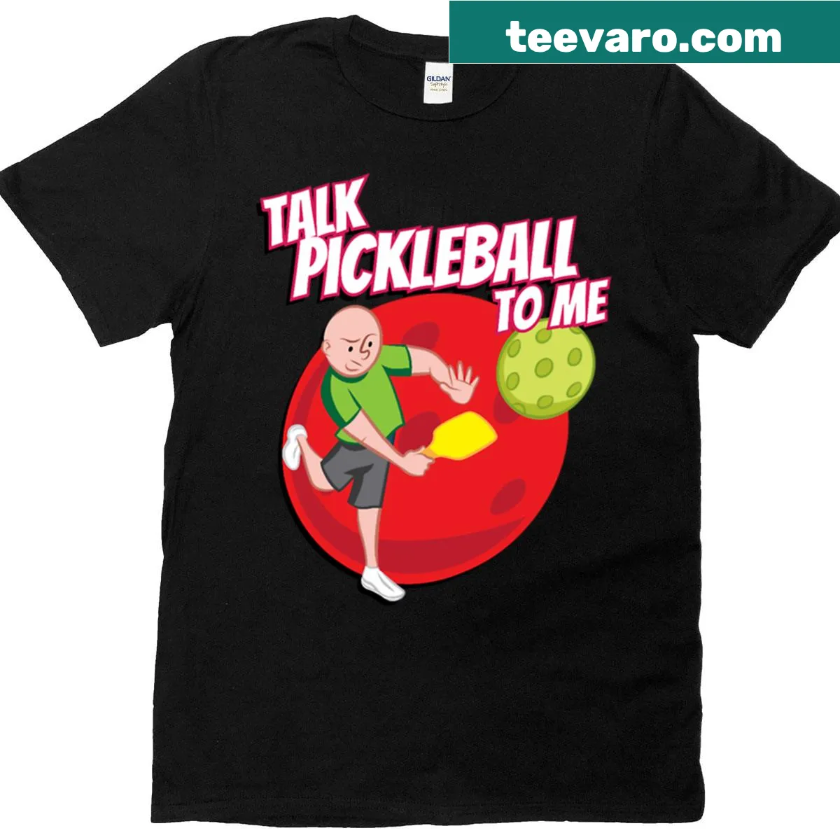 Funny pickleball T-shirt with 'Pickler Talk Pickleball To Me' text — on a men's t-shirt