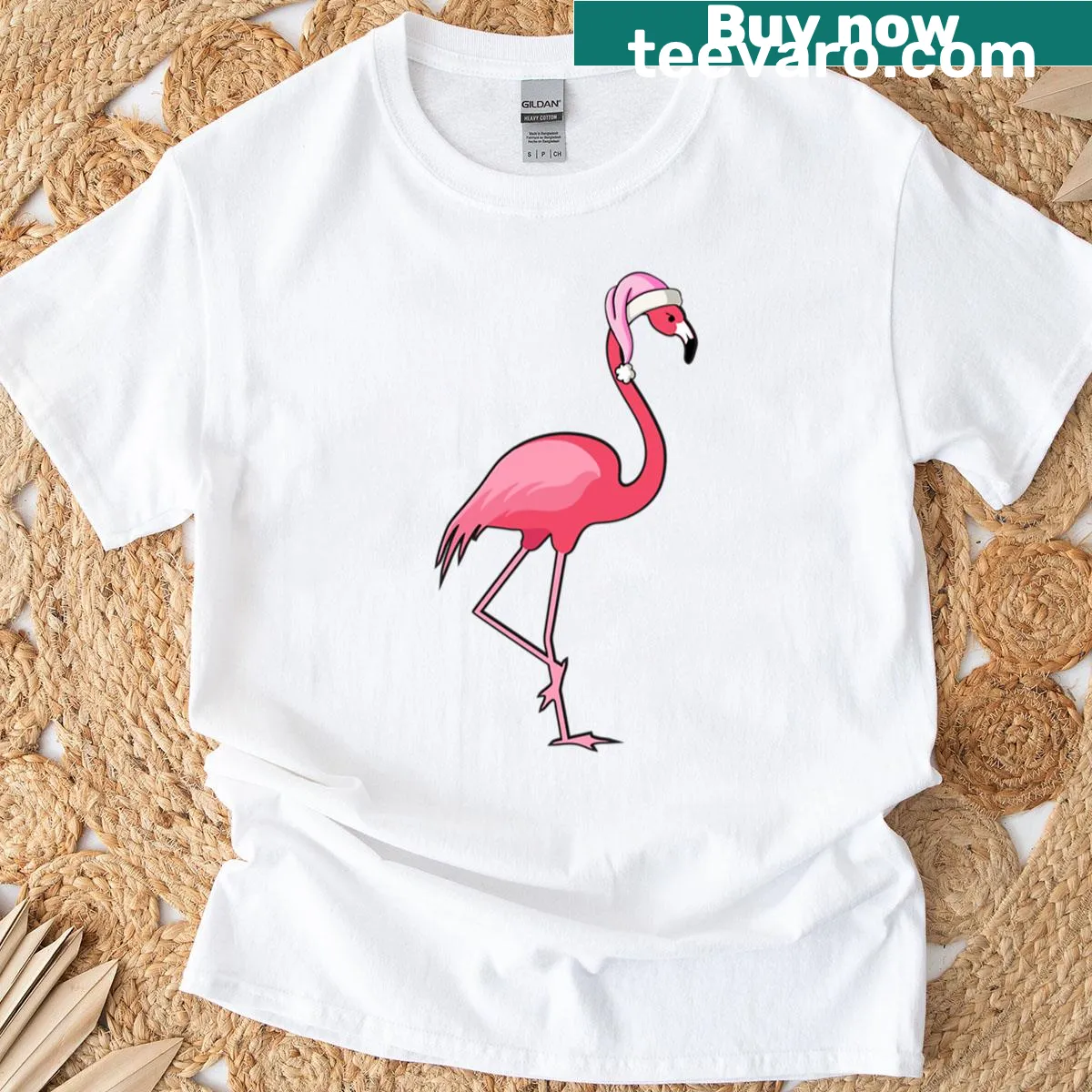 Oversized T-shirt featuring a playful pink flamingo graphic — on a men's t-shirt