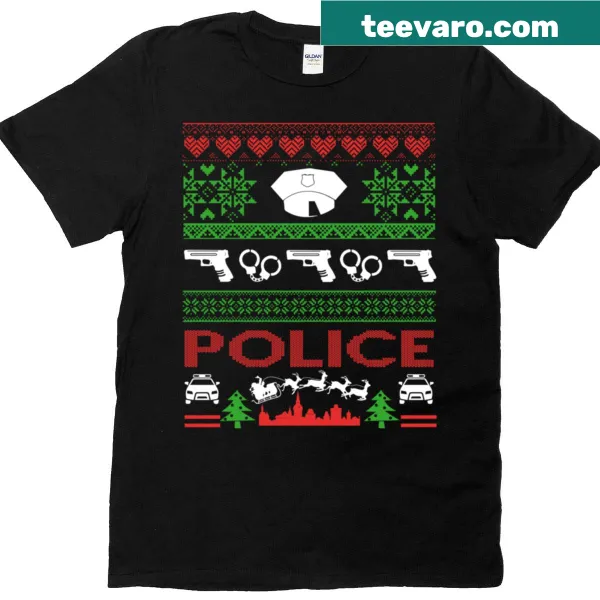 Christmas-themed police graphic T-shirt