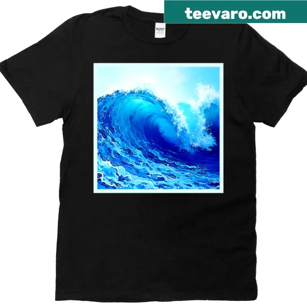 Ocean wave graphic T-shirt depicting a powerful surge