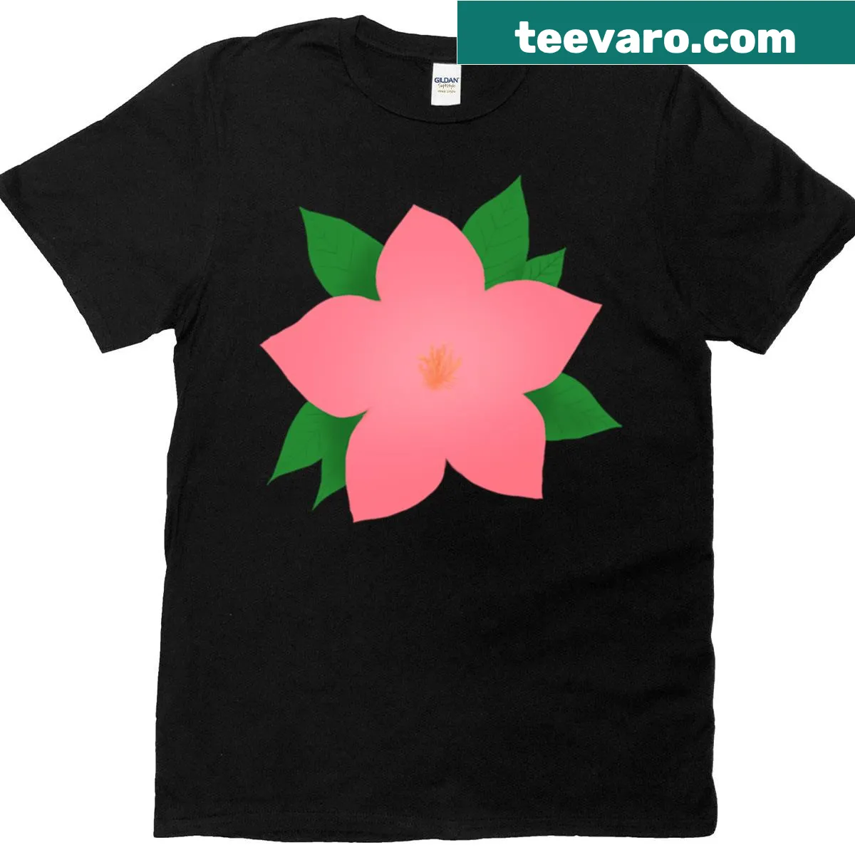 Illustration of a delicate pink flower on a T-shirt — on a men's t-shirt