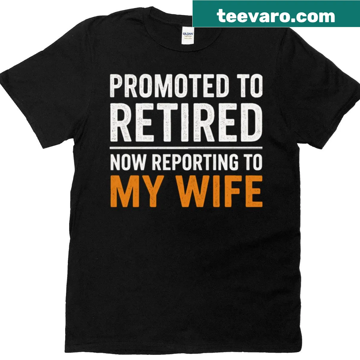 Funny text 'Promoted To Retired' on a retirement T-shirt. — on a men's t-shirt