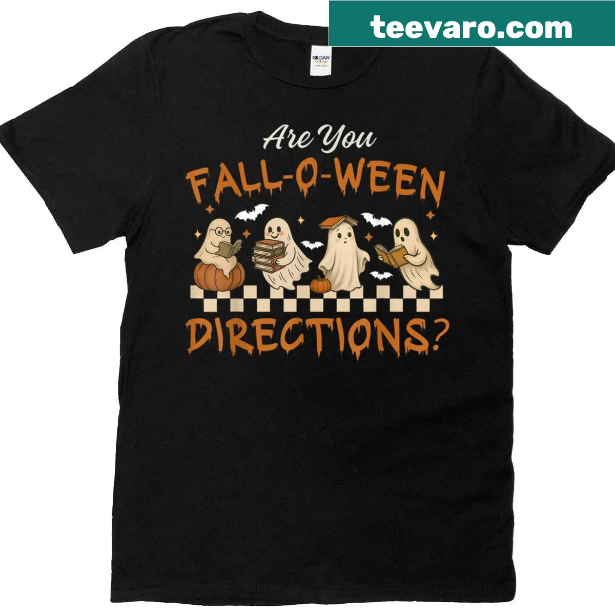 Funny Halloween teacher t-shirt with ghost and playful text — on a men's t-shirt