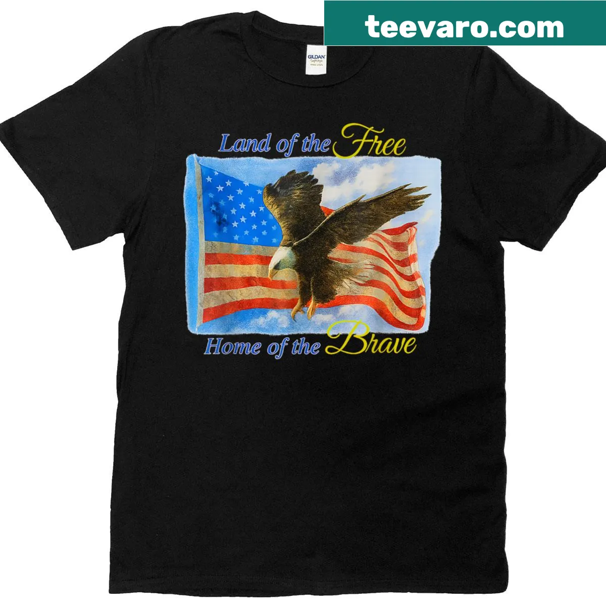 Retro patriotic T-shirt with eagle and prideful slogan — on a men's t-shirt