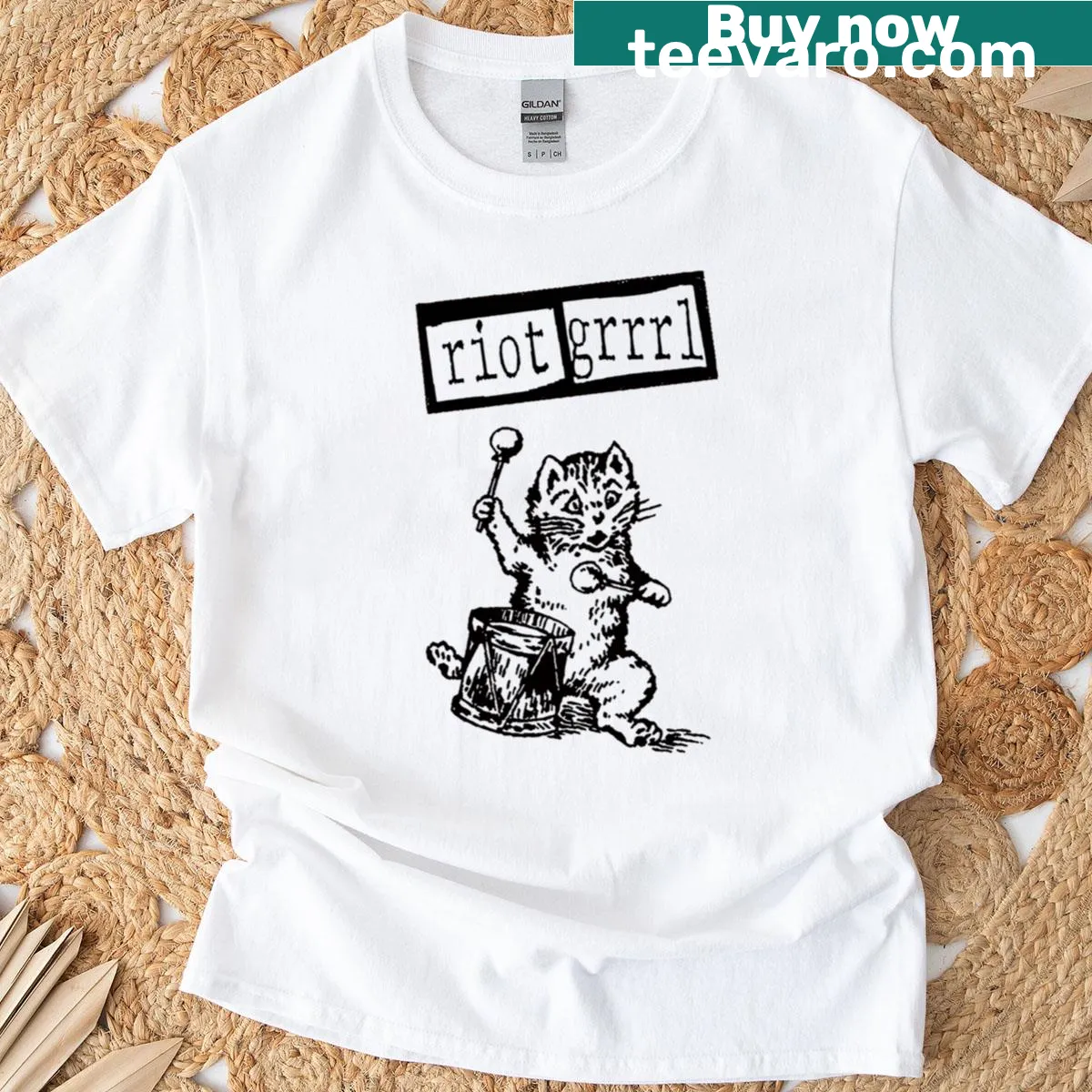 Typography T-shirt with the phrase Grrrl Power for women — on a men's t-shirt
