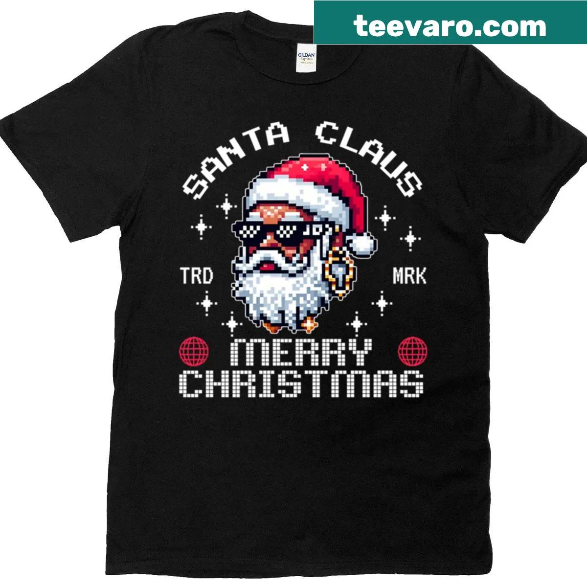 Santa Claus graphic with Merry Christmas text on T-shirt — on a men's t-shirt