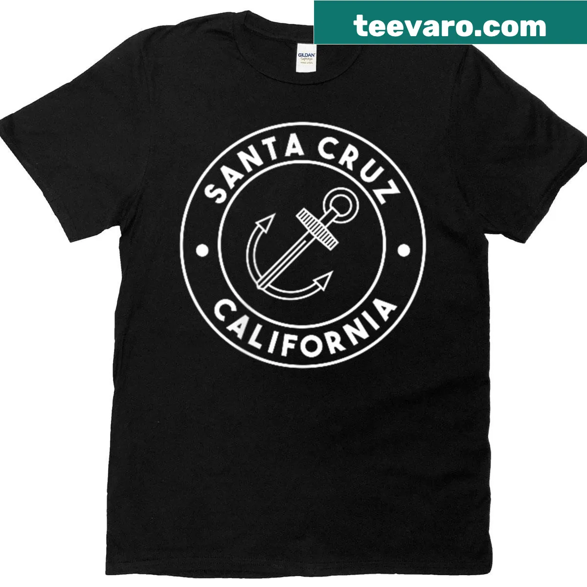 Pocket logo shirt featuring Santa Cruz California design — on a men's t-shirt