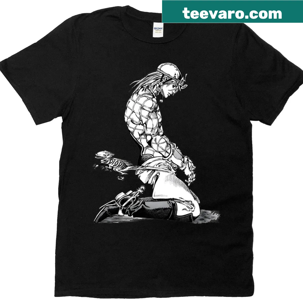 T-shirt featuring graphic of scary monsters for horror fans — on a men's t-shirt