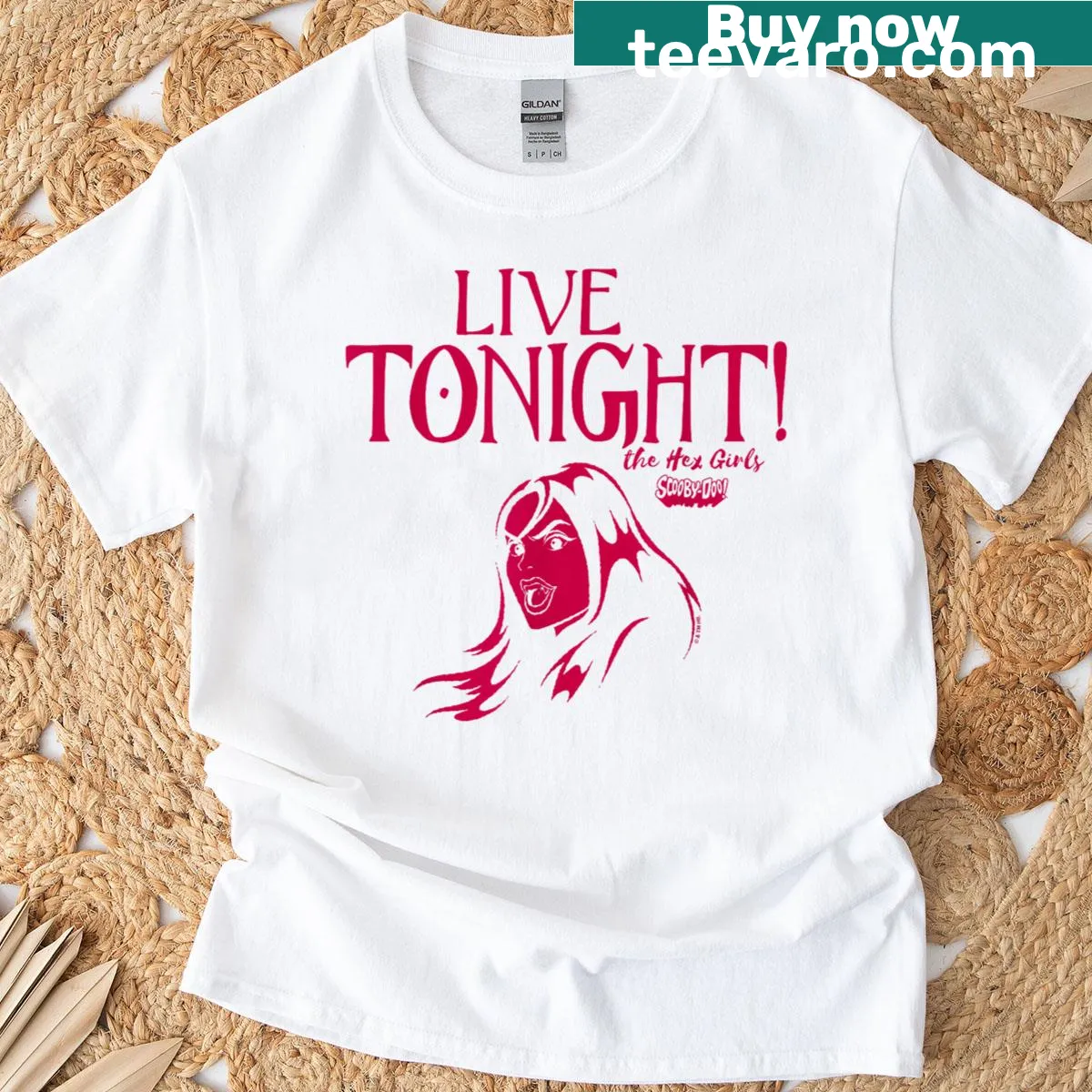 Silhouette chest logo of The Hex Girls from Scooby-Doo on a t-shirt — on a men's t-shirt