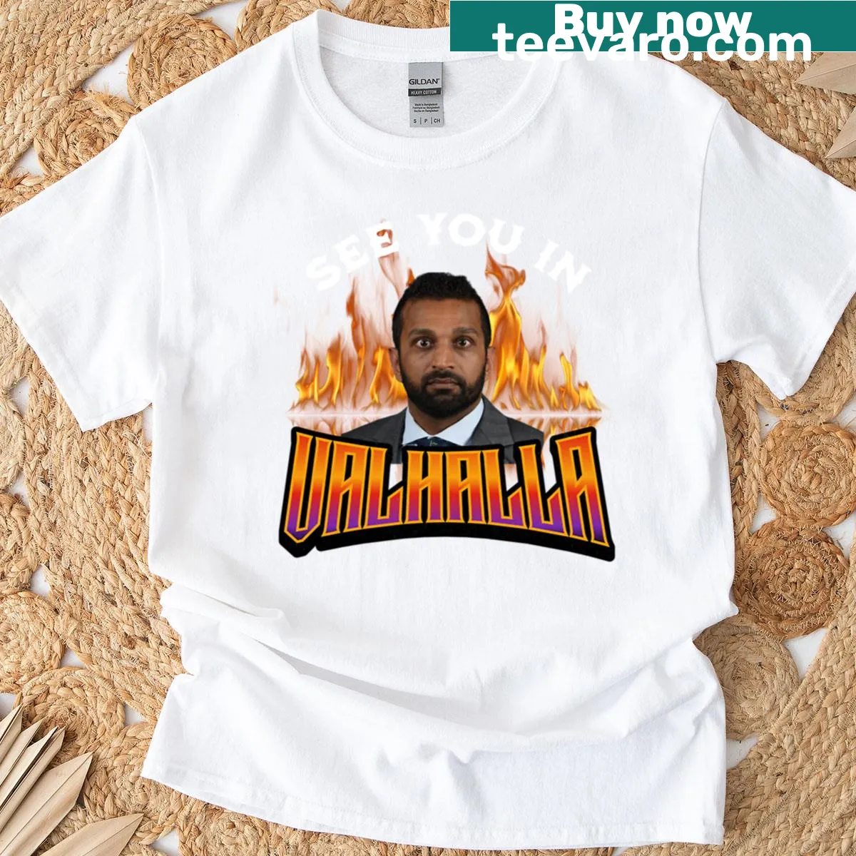 Inspirational t-shirt featuring the phrase See You In Valhalla — on a men's t-shirt