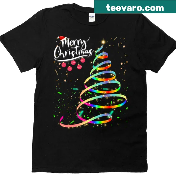 Whimsical Christmas tree design with sequins on a T-shirt