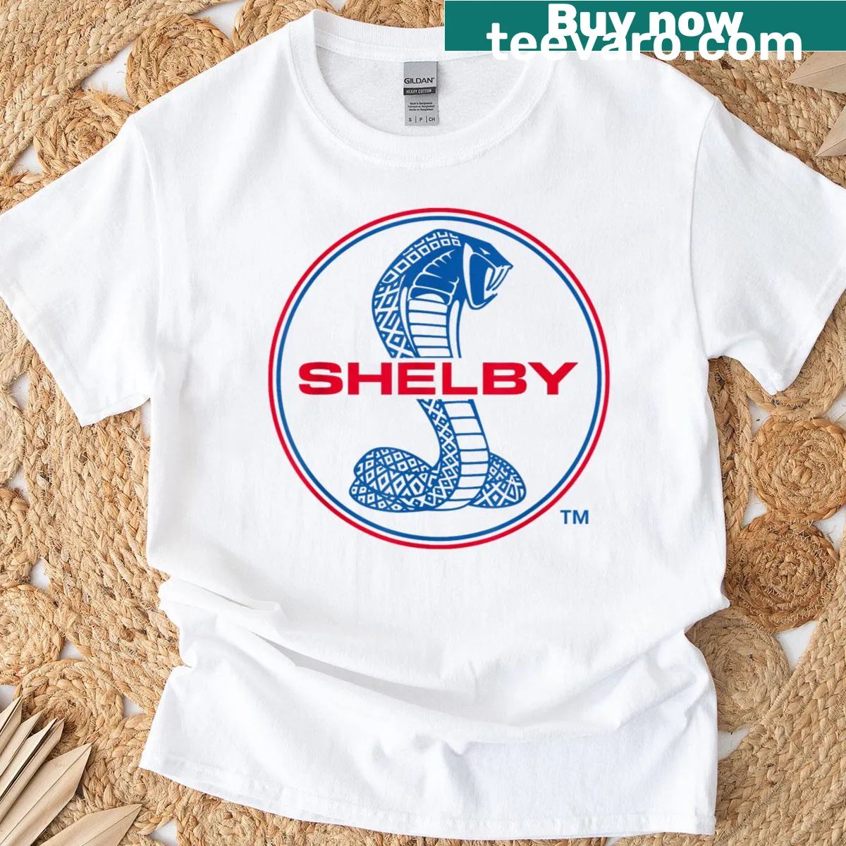 T-shirt featuring the Shelby Super Snake logo — on a men's t-shirt