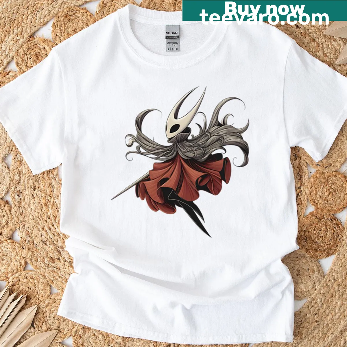 Artistic shirt inspired by Hollow Knight with whimsical designs — on a men's t-shirt