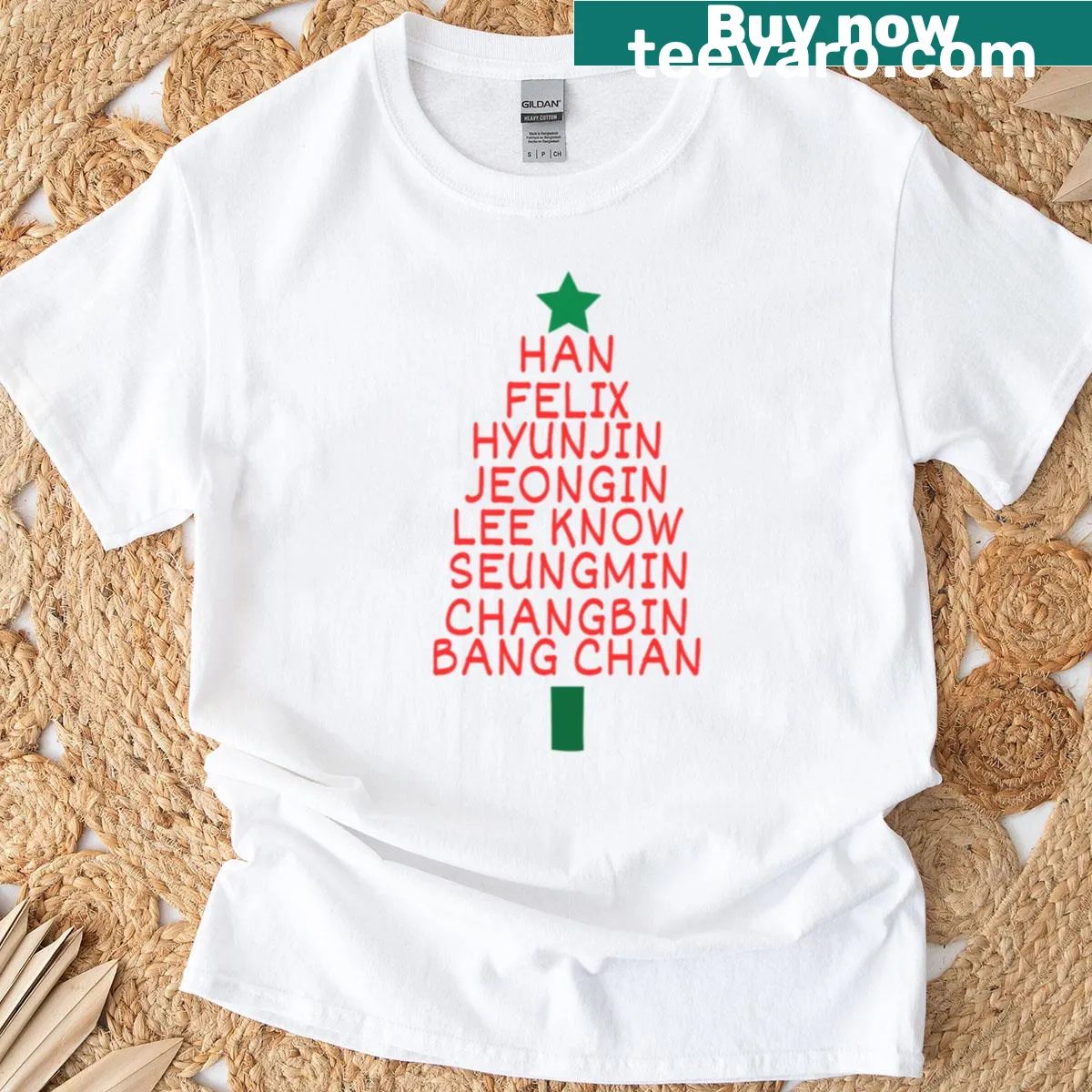 Illustrated Christmas tree for holiday apparel — on a men's t-shirt