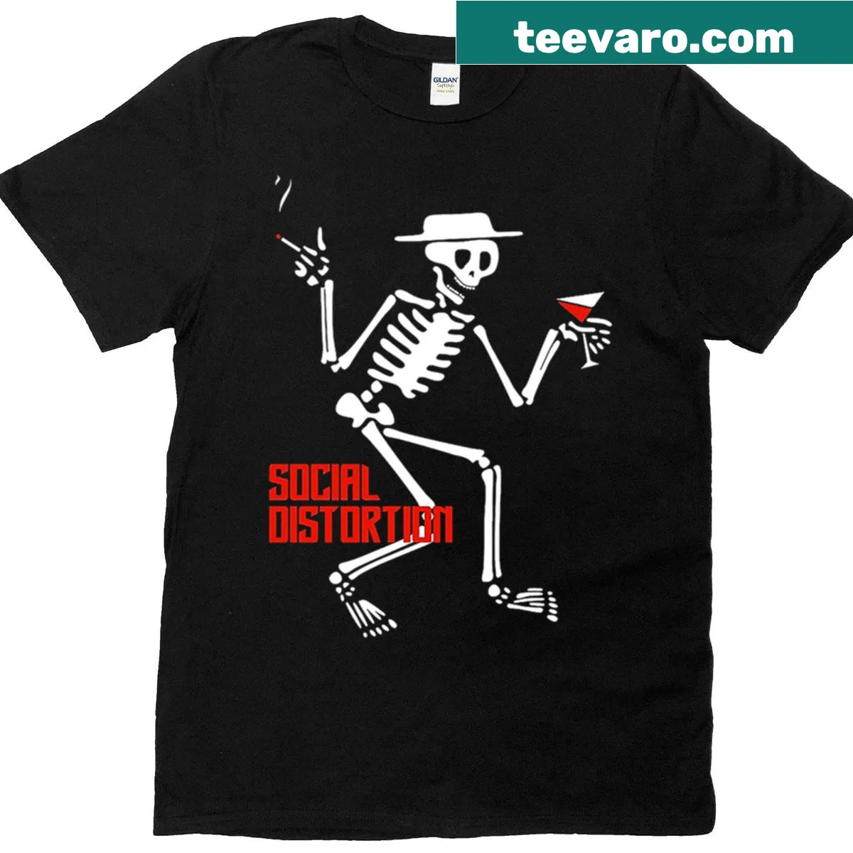 Bold Social American Punk Rock Band T-shirt with punk graphics — on a men's t-shirt