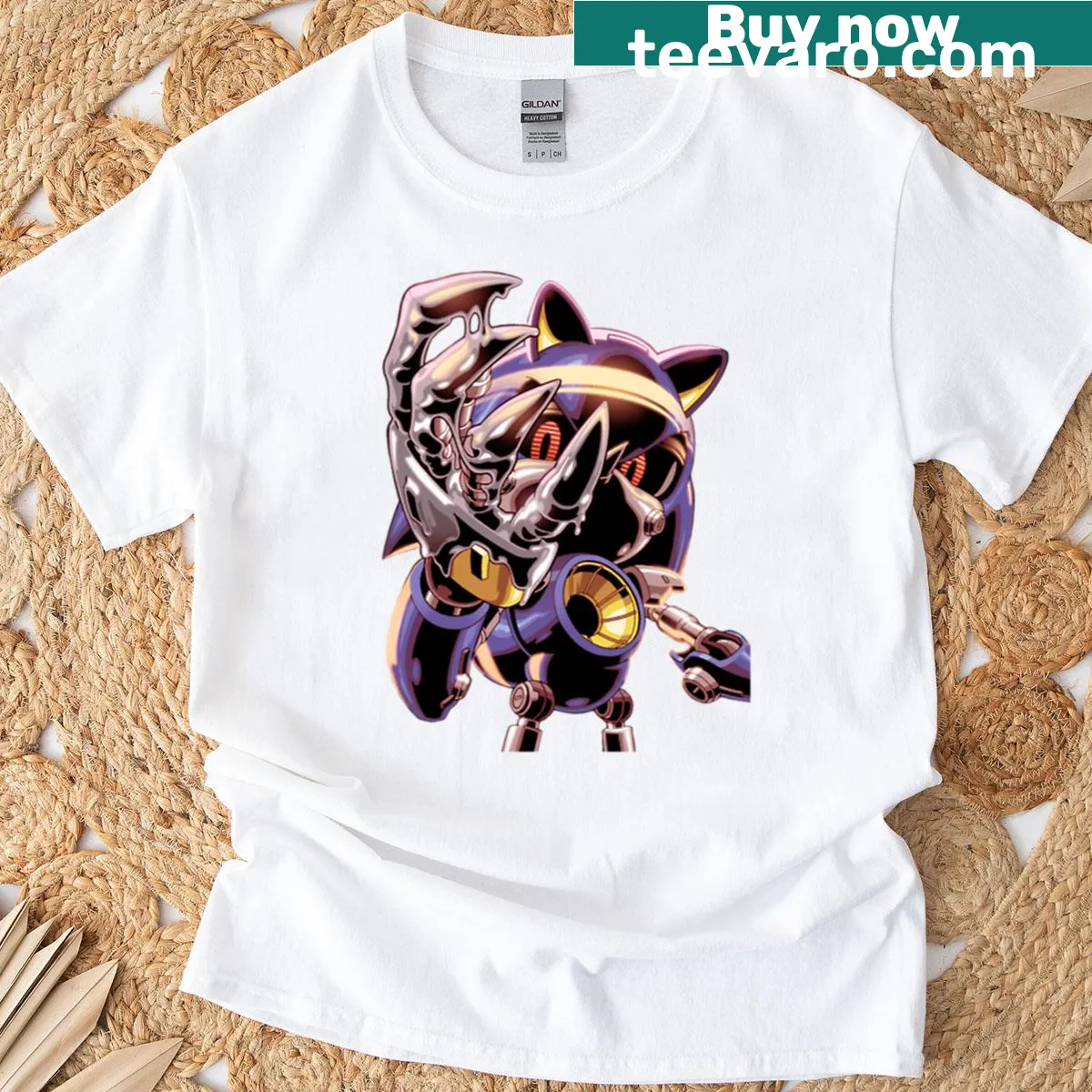 T-shirt featuring Sonic the Hedgehog in a cartoon style — on a men's t-shirt