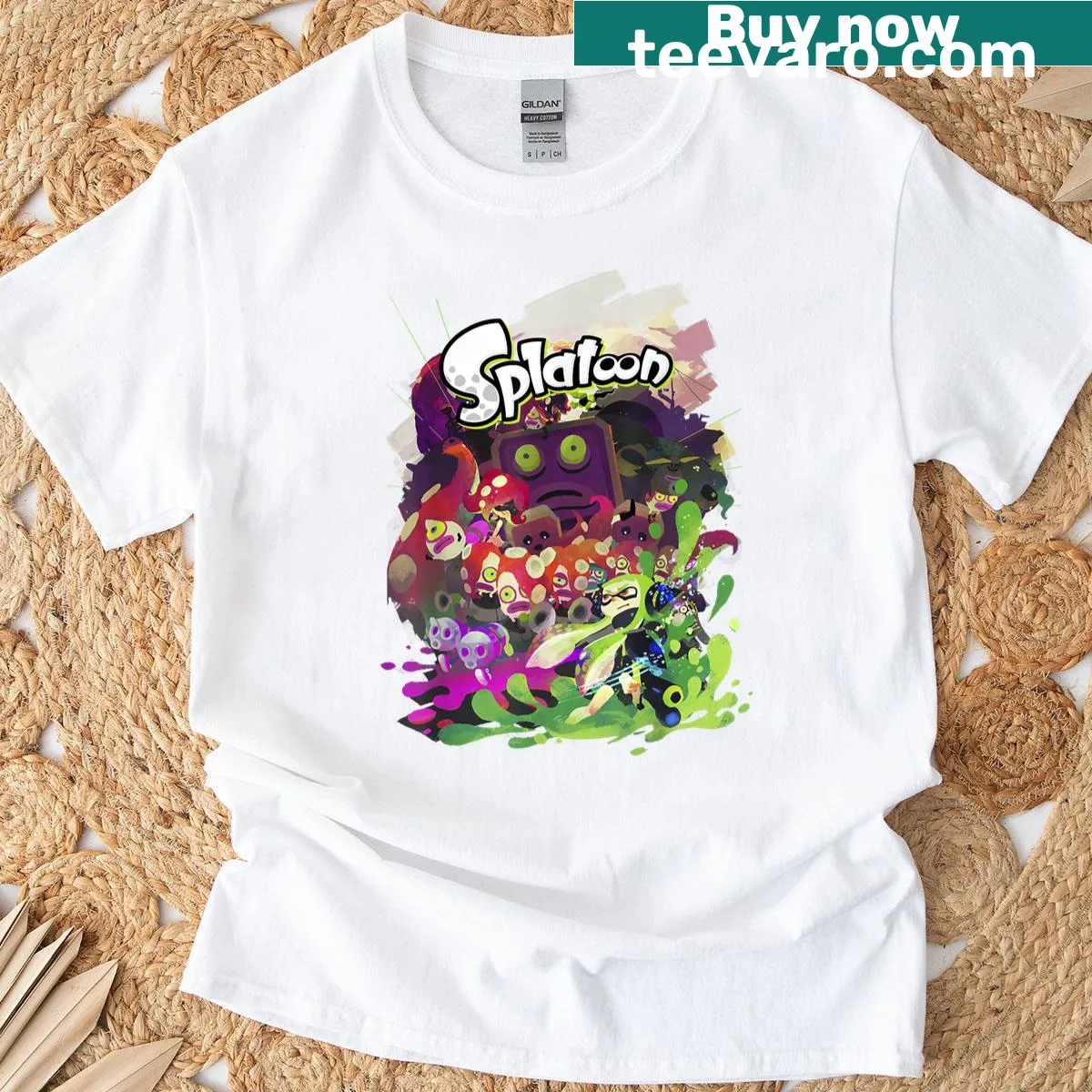 Abstract portrait of the Splatoon logo on a casual tee — on a men's t-shirt