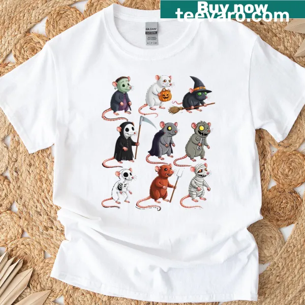 Funny Halloween t-shirt featuring a costume mouse design for kids and adults