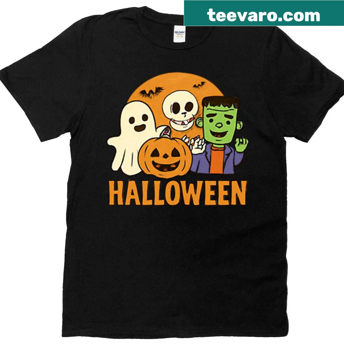 Halloween-themed Spooky Squad t-shirt for kids and teens — on a men's t-shirt