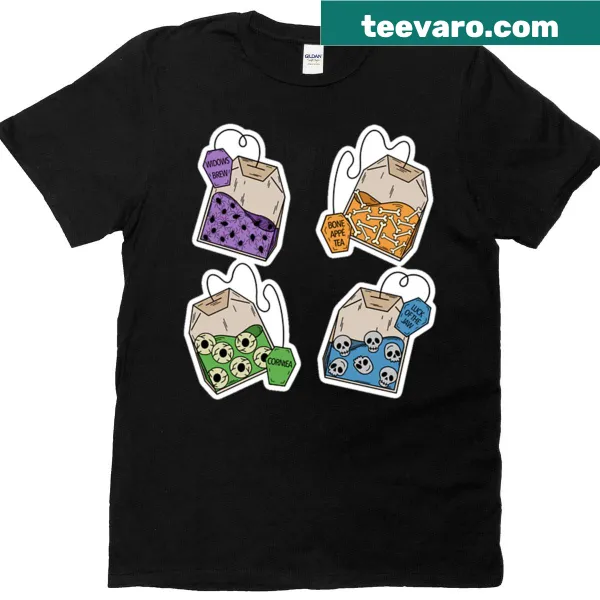 Haunted tea set illustration on t-shirt