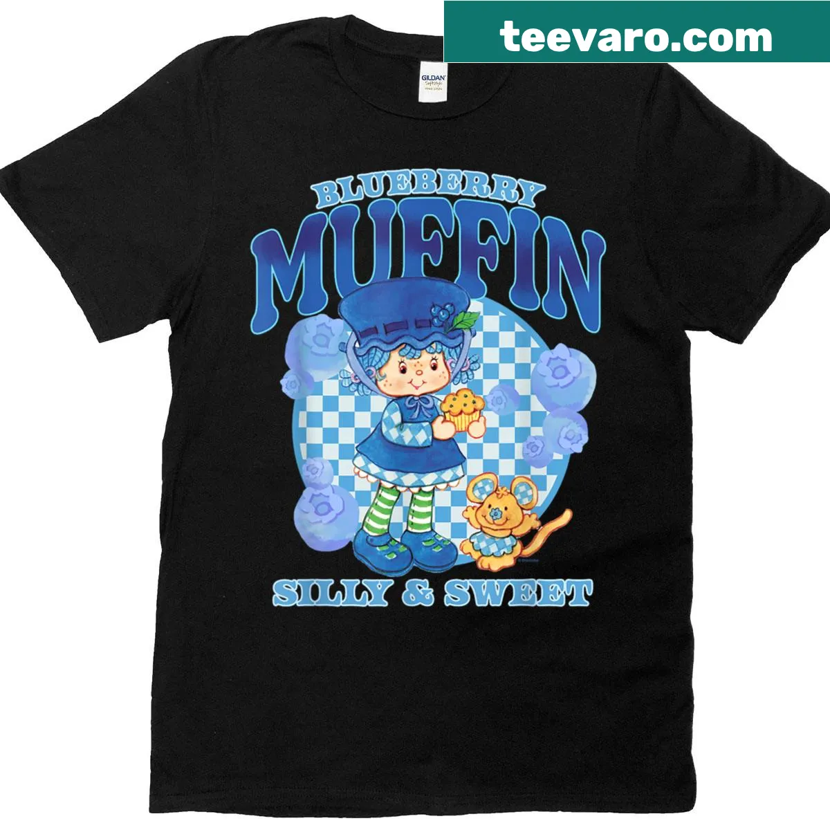 Retro logo featuring Strawberry Shortcake and Blueberry Muffin — on a men's t-shirt