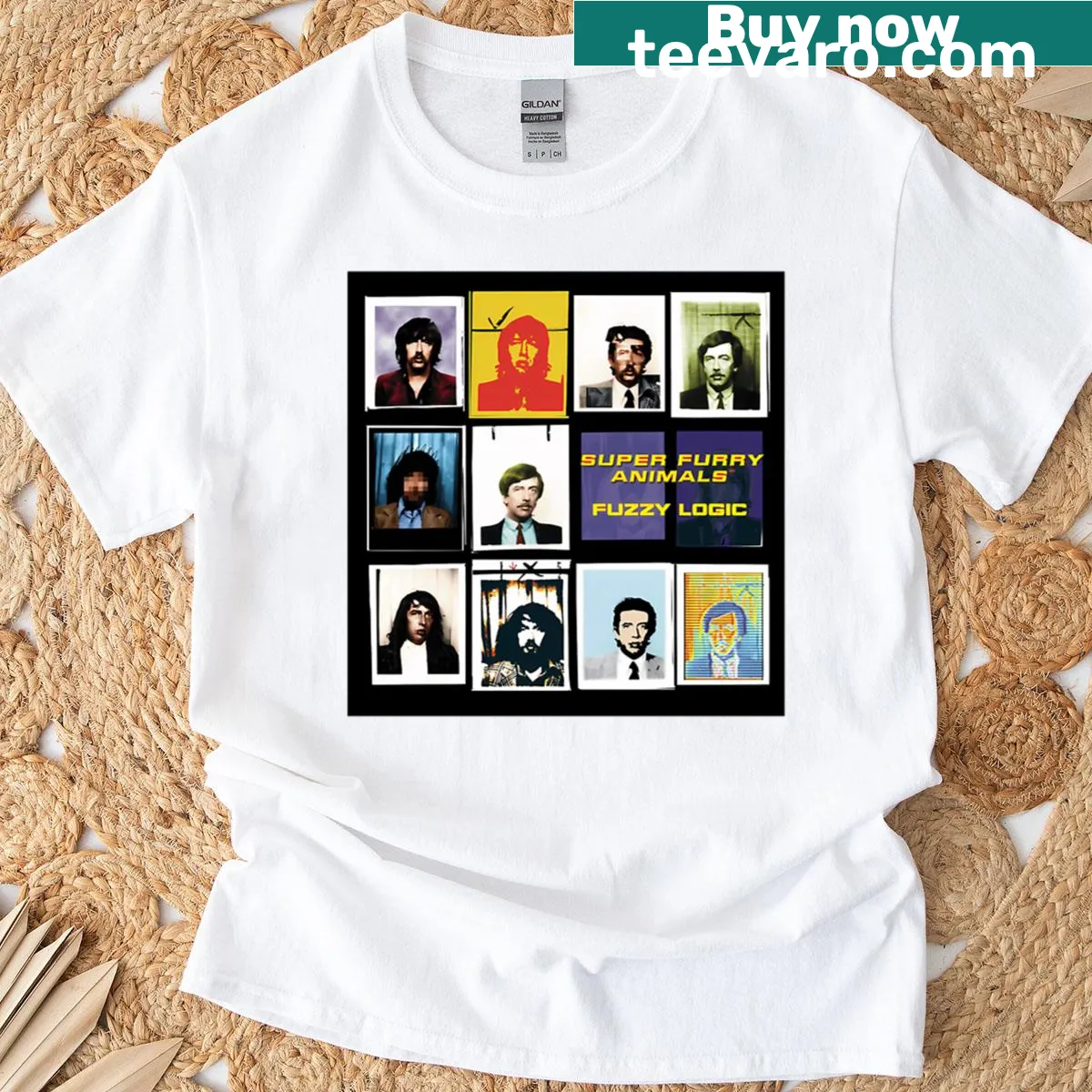 Whimsical T-shirt featuring Super Furry Animals design — on a men's t-shirt