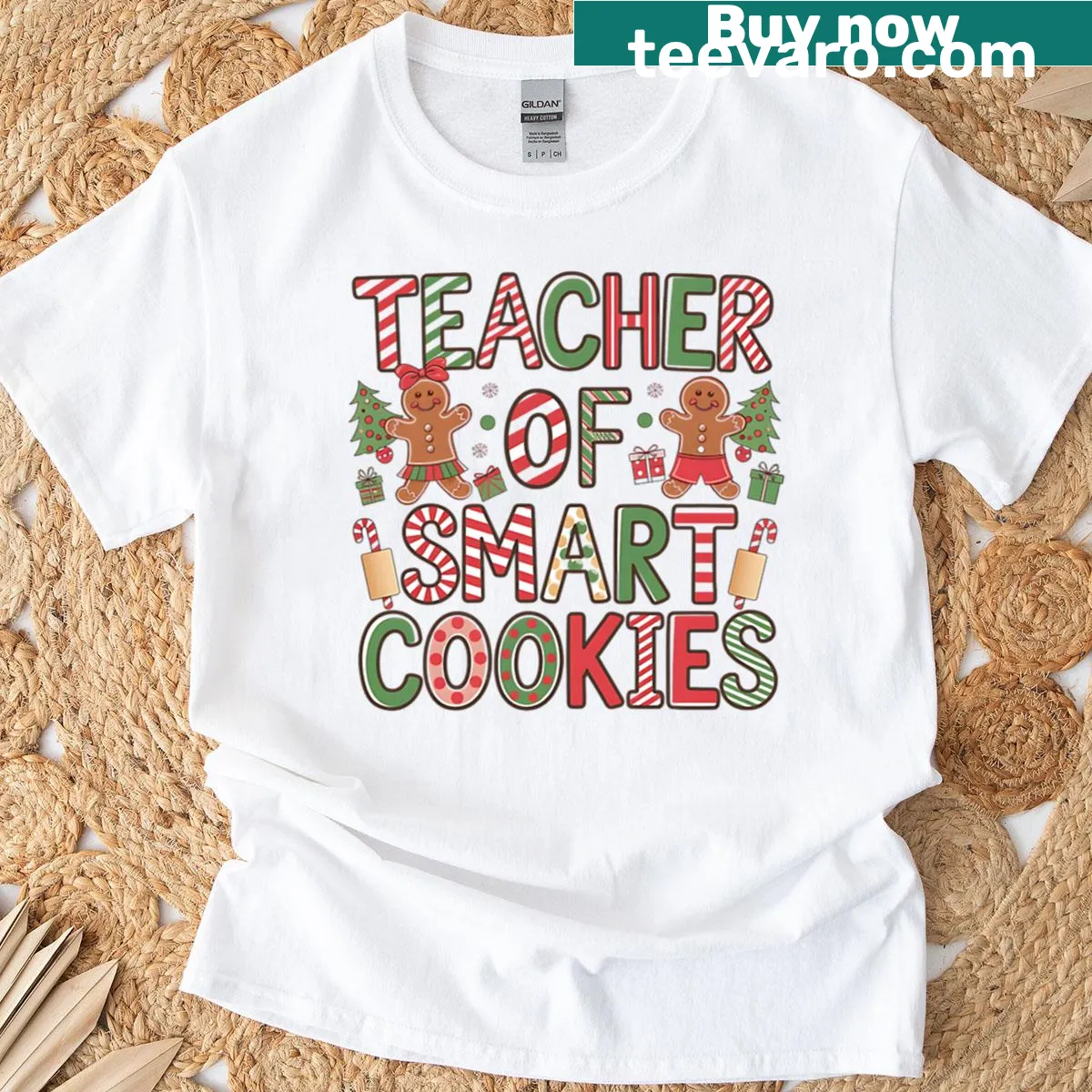 Funny Teacher Christmas shirt with cookie graphics and playful text — on a men's t-shirt