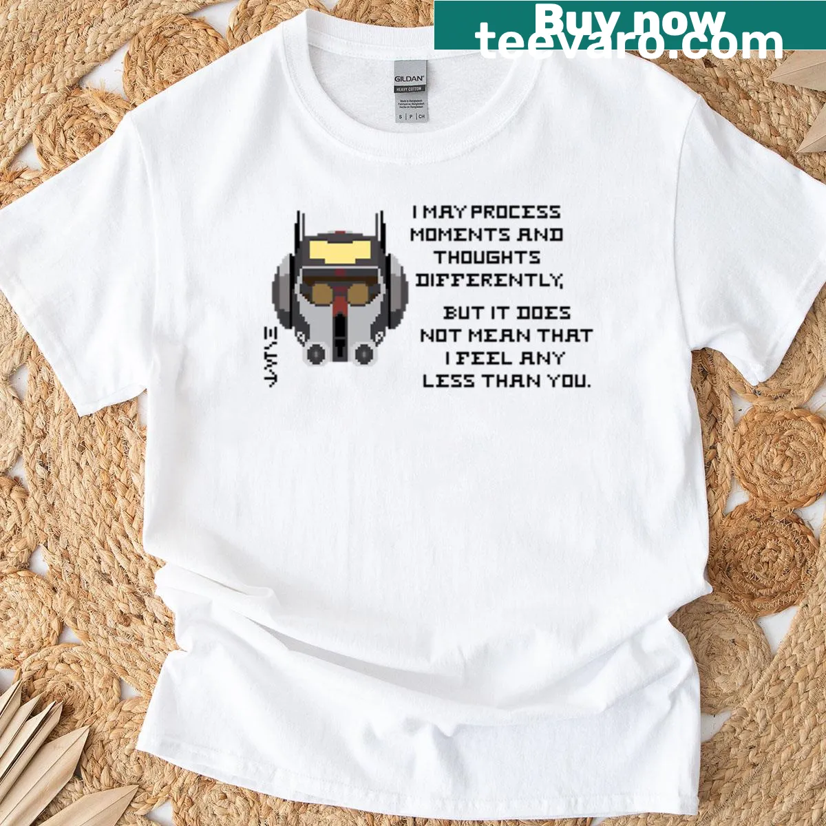 Nostalgic shirt with text about the feelings from technology — on a men's t-shirt
