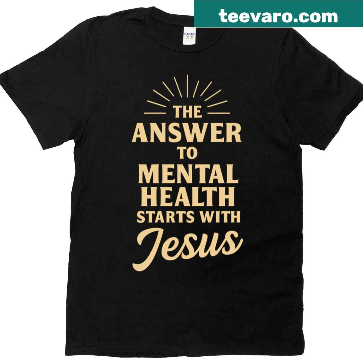 Inspirational t-shirt with the phrase about mental health and Jesus — on a men's t-shirt