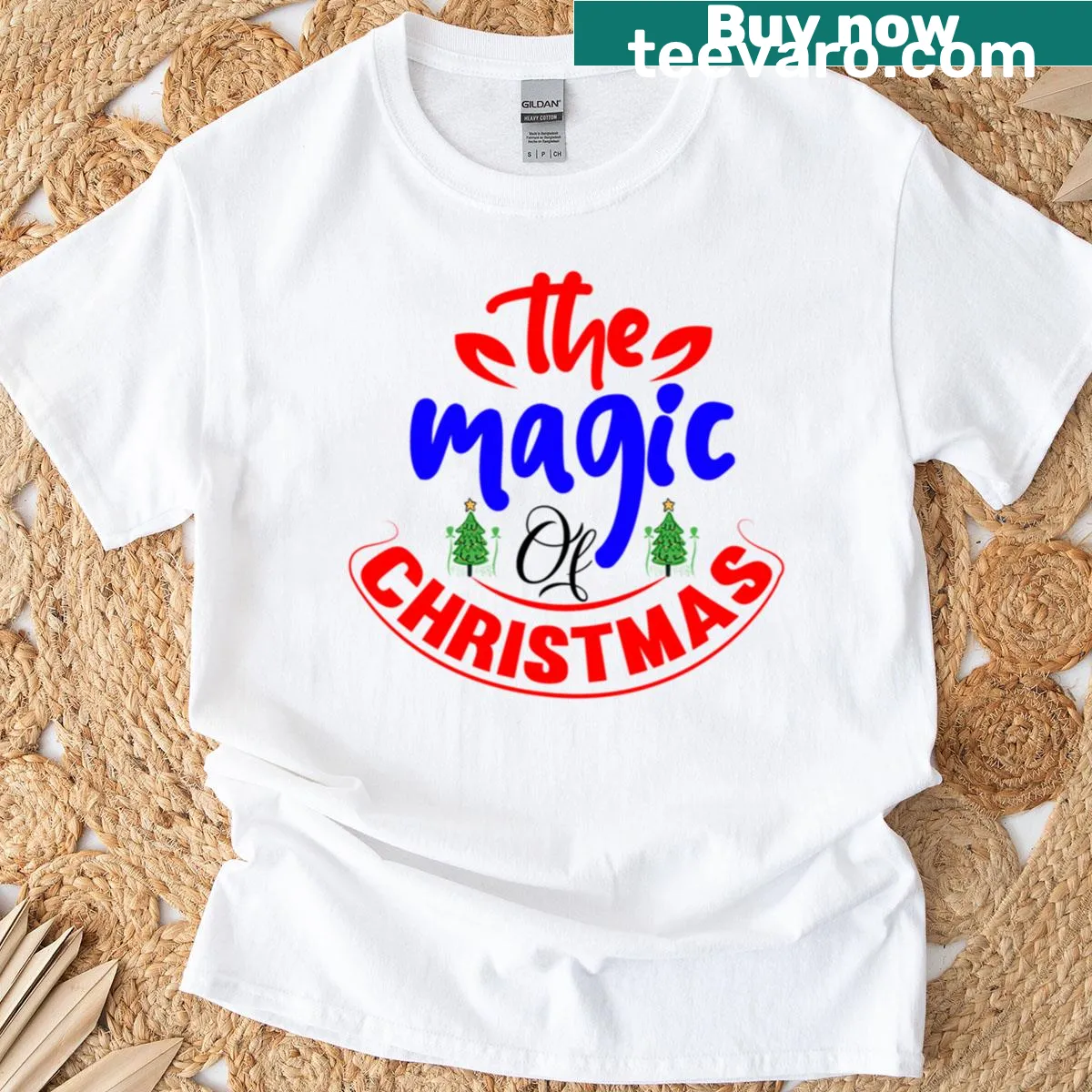 Illustrated Christmas-themed T-shirt featuring holiday designs — on a men's t-shirt