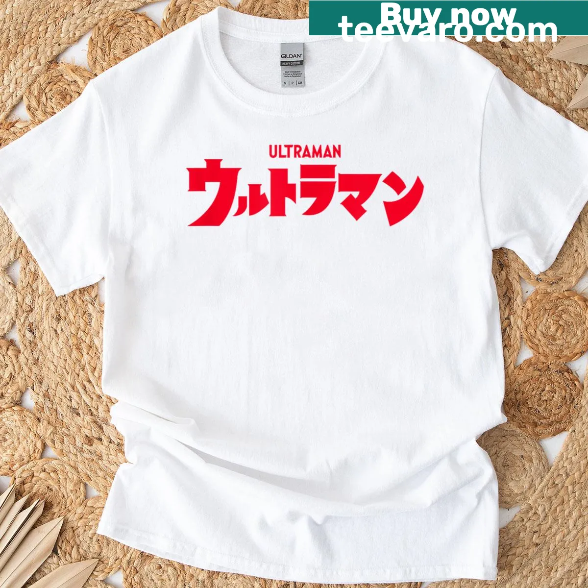 Retro design of Ultraman 1966 title logo on t-shirt — on a men's t-shirt