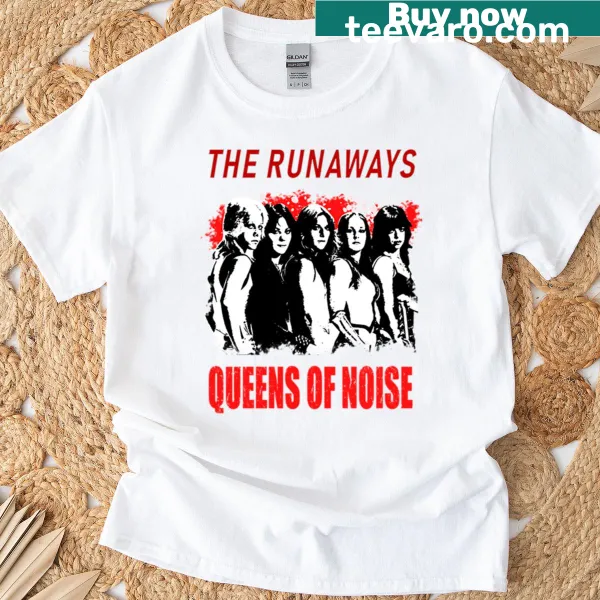Illustration of The Runaways with 'Queen Of Noise' text on t-shirt