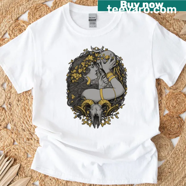 Oversized T-shirt with whimsical witch illustration