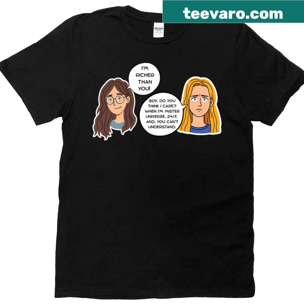 Artistic typography featuring 'Things Between Gods' on a T-shirt — on a men's t-shirt