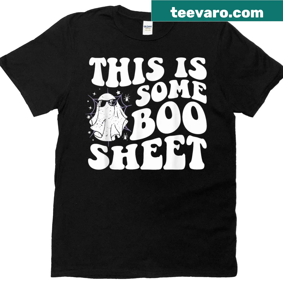 Funny Halloween t-shirt featuring a ghost and the phrase 'This Is Some Boo Sheet' — on a men's t-shirt