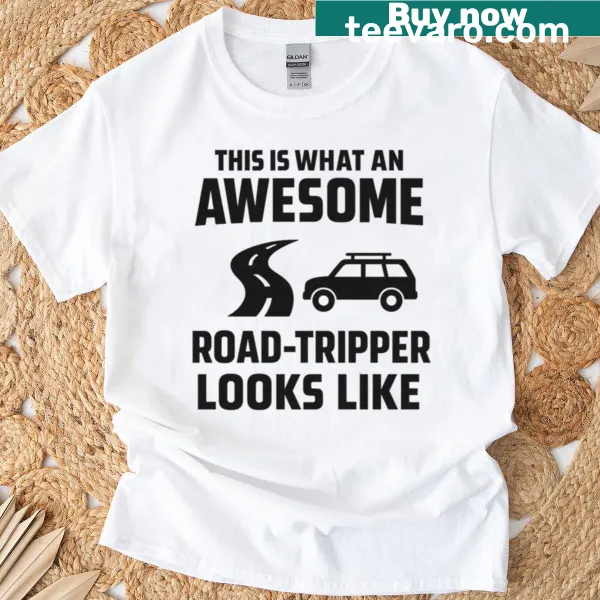 Road tripper slogan graphic on a casual t-shirt.