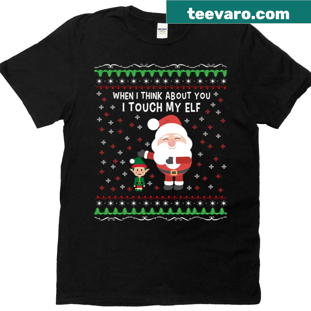 Funny elf graphic for Christmas shirt — on a men's t-shirt