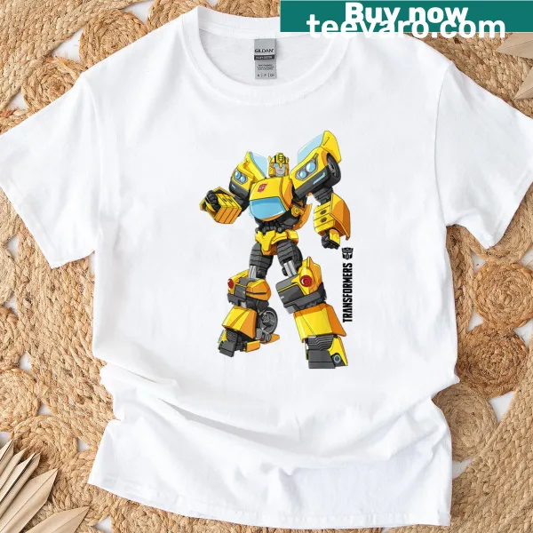 Bumblebee Autobots logo design in epic pose on t-shirt