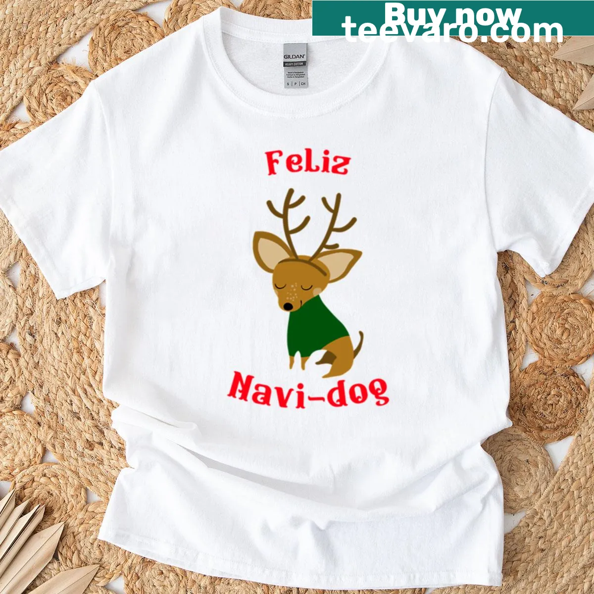 Funny Christmas T-shirt with a dog pun design — on a men's t-shirt