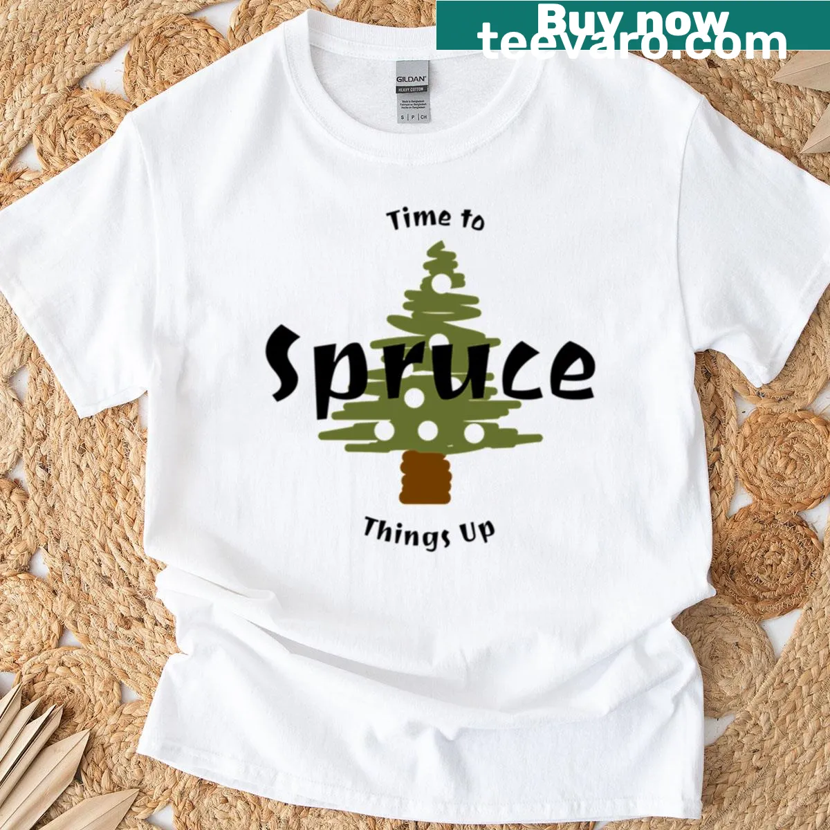 Christmas pun graphic featuring a tree on a festive t-shirt — on a men's t-shirt