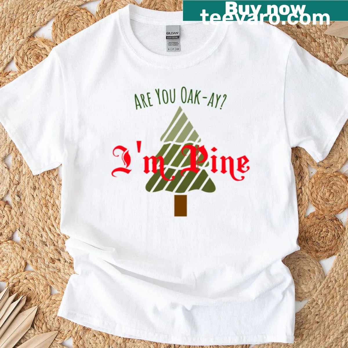Funny Christmas pun graphic featuring a tree on a t-shirt — on a men's t-shirt
