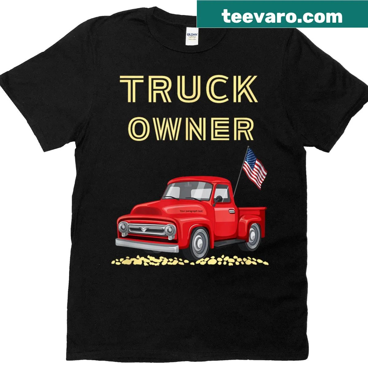 American flag graphic T-shirt for truck owners — on a men's t-shirt