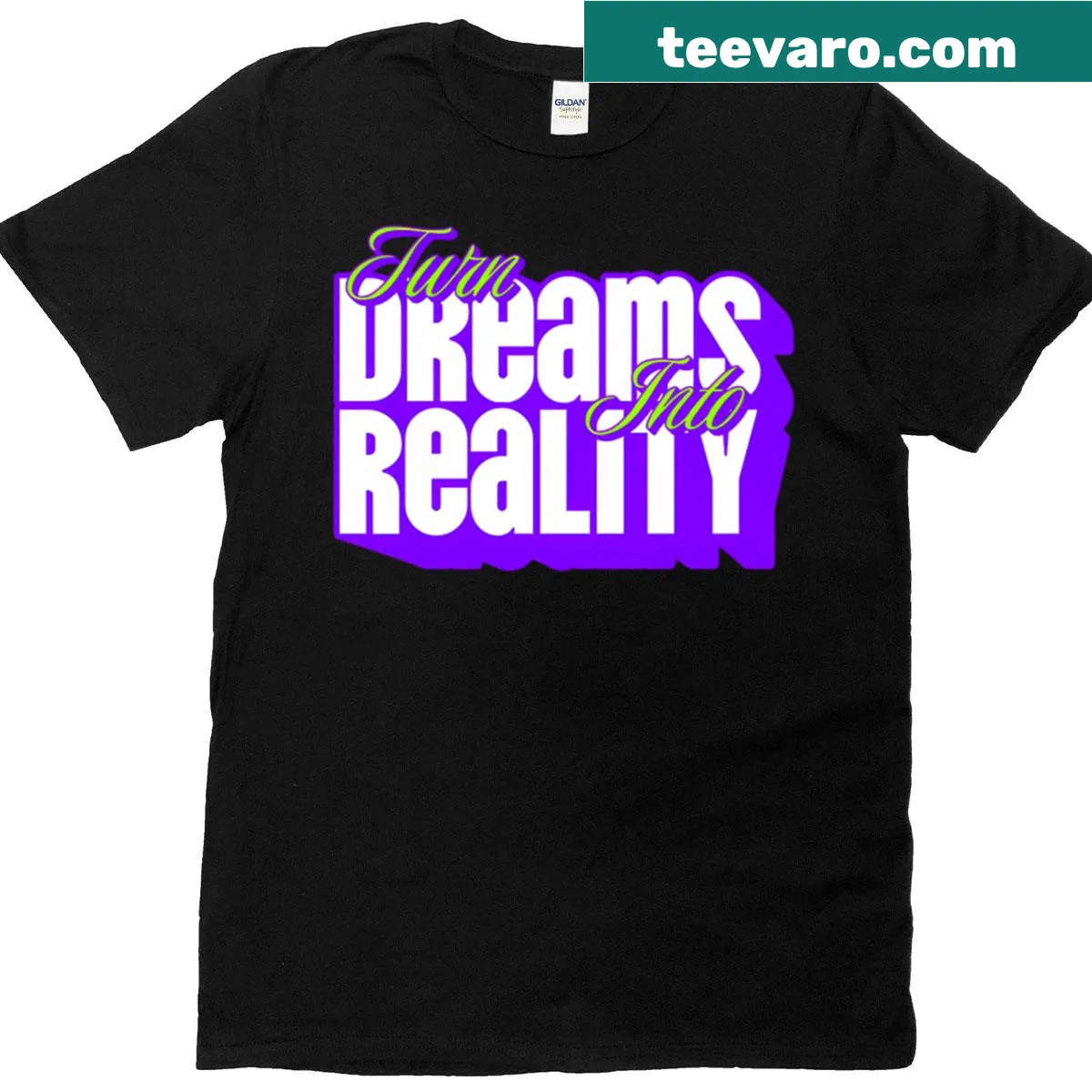 Motivational typography t-shirt with the phrase about dreams — on a men's t-shirt