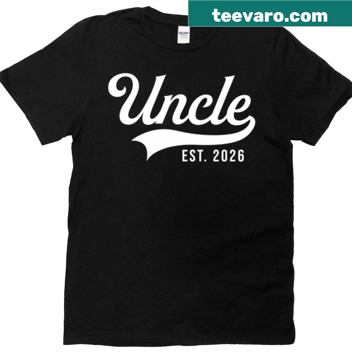 Text design announcing new uncle with established year — on a men's t-shirt