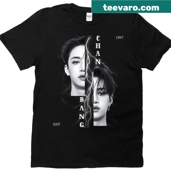 Distressed graphic T-shirt featuring Bang Chan from Stray Kids
