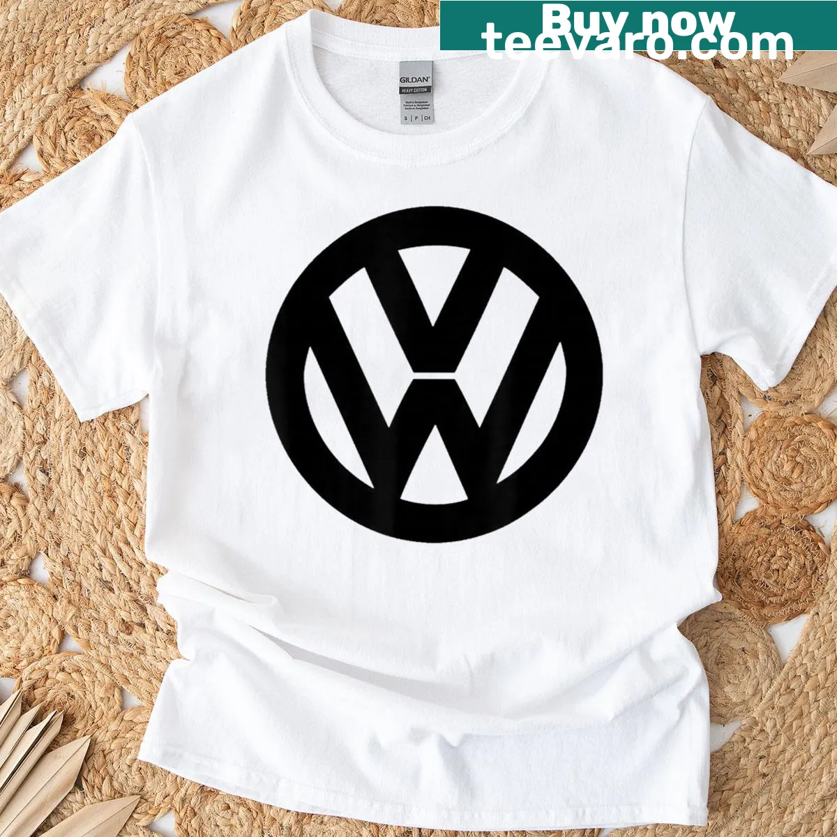 Classic Volkswagen logo t-shirt perfect for car enthusiasts. — on a men's t-shirt
