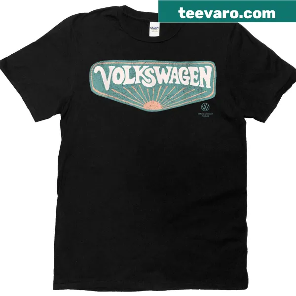 Retro-style t-shirt featuring a Volkswagen sunset logo